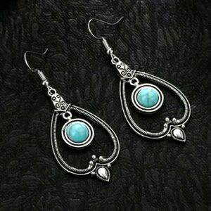 Bohemian Turquoise Silver Earrings